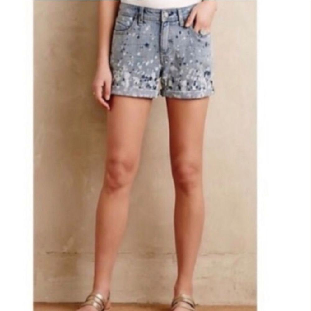 Anthropplogie Pilcro And The Letterpress Paint Splattered Denim Shorts Size 26 - Picture 1 of 10